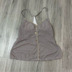 Vintage St.‎ John Brown Seersucker Swim Top - Size 8 - Classic Design